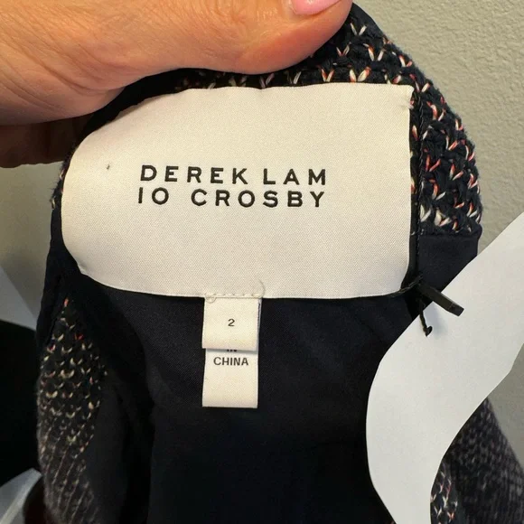 Derek Lam 10 Crosby 8 Navy Red Cardigan Jacket Cotton Tweed Size 2 - Picture 6 of 11